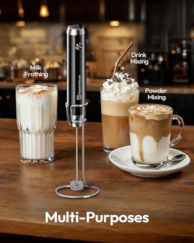 Image of Maestri House LunaFro Rechargeable Milk Frother, Stand & 2 Detachable Whisk