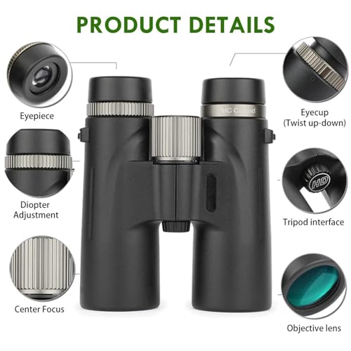 Binocolo 12x42 ad alto ingrandimento per birdwatching, viaggi, osservazione delle stelle, caccia e concerti - visione più ampia