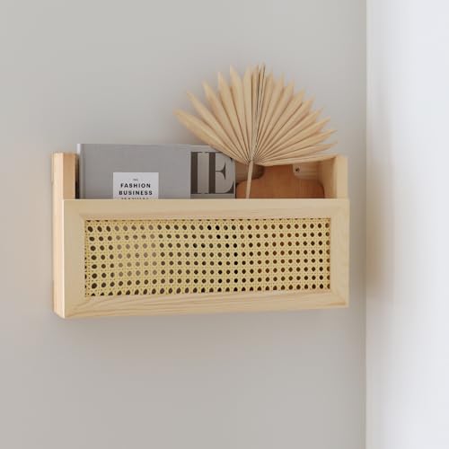 TIAYIA Wall-Mounted Wood Magazine Rack, File Holder for Entryway, Living Room, Office, Home Decor (Burlywood)