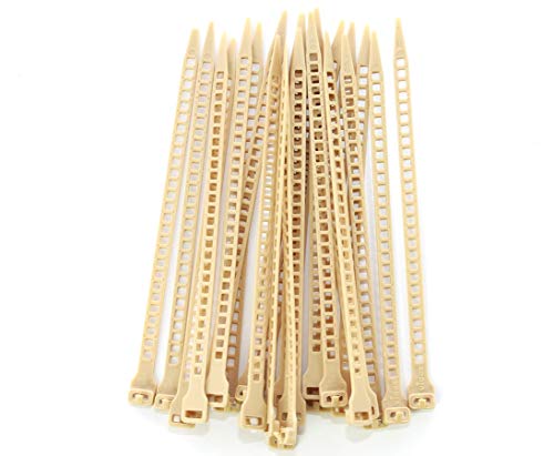 Befestigungsschlaufen, UV-beständige Kabelbinder in der Farbe Bambus - Mattenverbinder Kunststoffschlaufen für Sichtschutzmatten