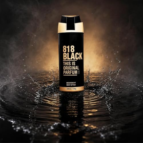 Image of HP 818 Black Deodorant for Men, 200 ml | Bold, Mysterious - Vetiver, Geranium & Lemony Notes | Long-lasting Men's perfume | Ideal Evening Fragrance|Gift For Brother | Gift For Friends