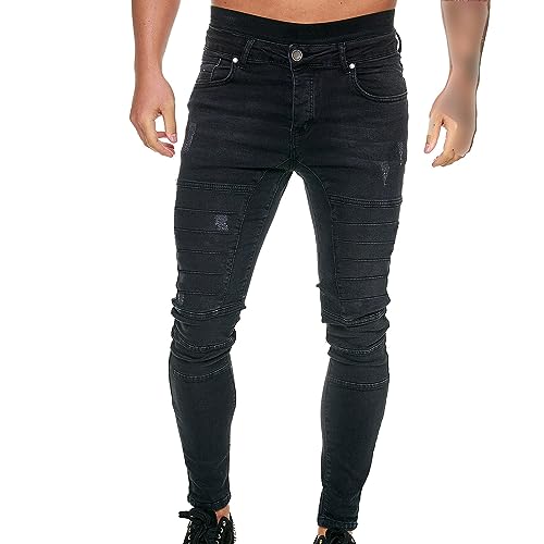 Men's Stretch Biker Denim Skinny Jeans Slim Fit Jeans Ripped Jeans Fashion Straight Leg Cargo Denim Pants2