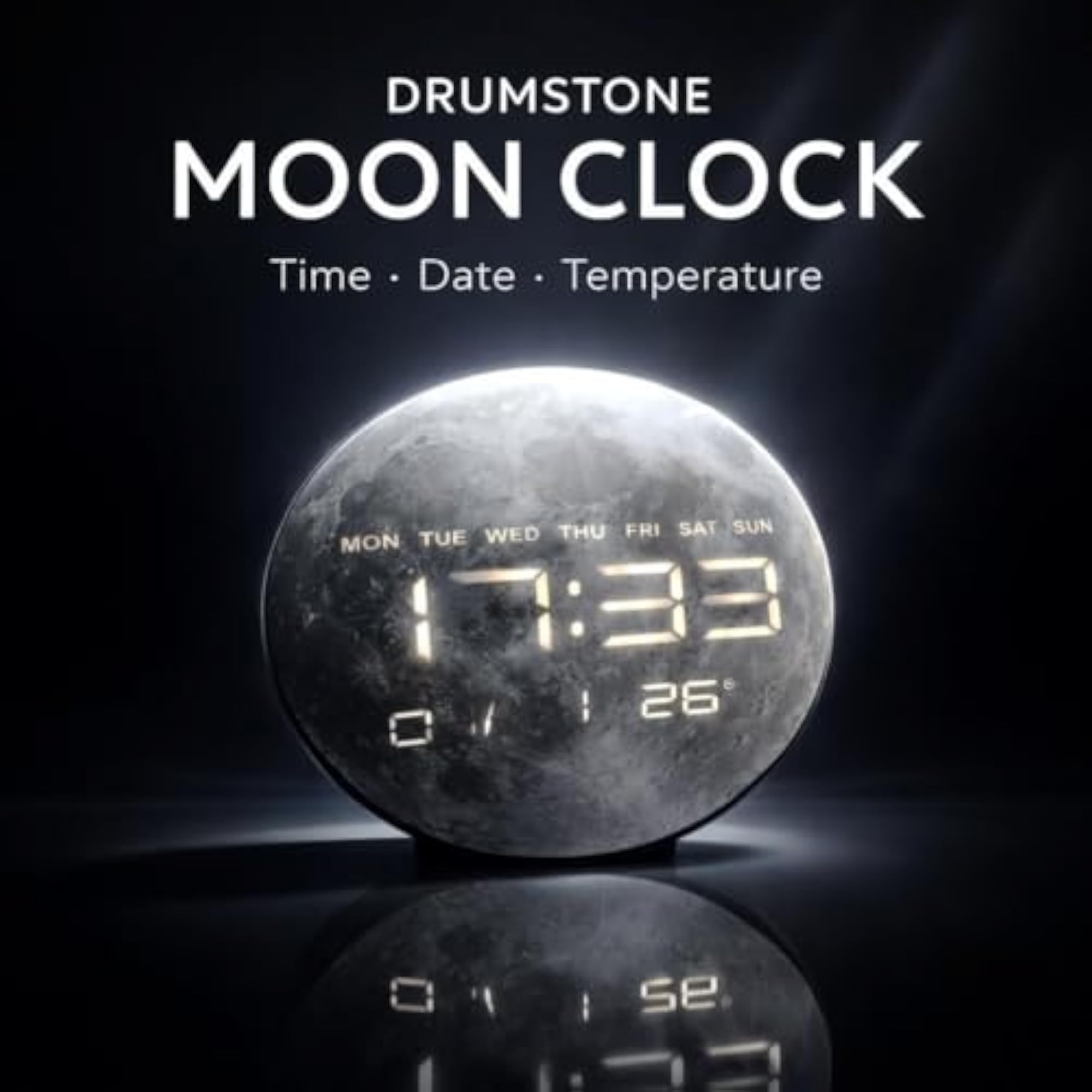 LED Digital Moon Clock with Real-Time Moon Phase Display