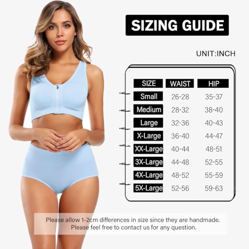 Image of Molasus Women's Cotton Underwear High Waisted Full Coverage Ladies Panties (Regular & Plus Size)