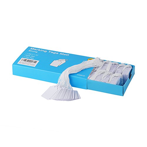 Price Tags With String Attached, 1000Pcs White Matte Surface Marking Merchandise Strung Tags Writable Label Small Hang Tag For Pricing Gift Jewelry Clothing Yard Sale Garage Supplies 1.75 X 1.093 Inch #TOP1