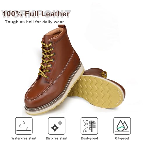 Men's Soft Toe SureTrack Waterproof Non-Slip oil Breathable Durable Wedge Outsole 6" Brown Work Boots2