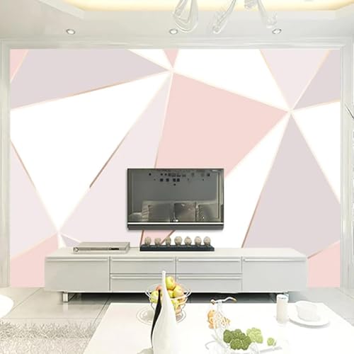HBYUEHAN Fondo de líneas geométricas rosas creativas modernas, Fondo de TV grande, arte de pared, mural 3D, mural decorativo para sala de estar
