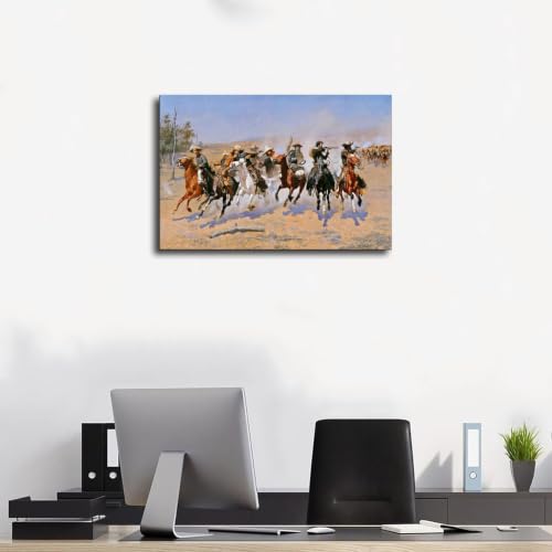 Impression sur toile A Dash for The Timber Frederic Remington avec cadre tendu - 3