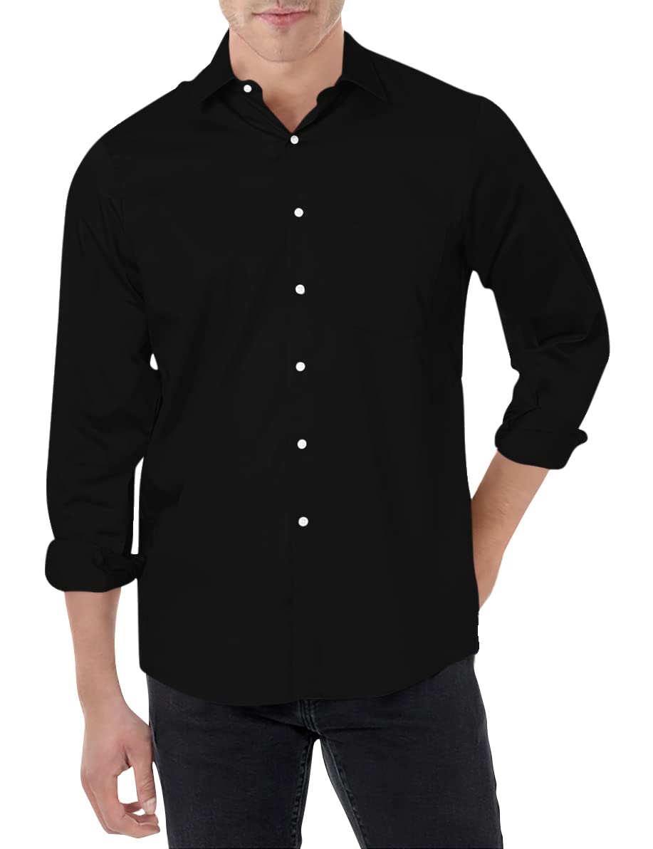 Van HeusenMen's Dress Shirts Regular Fit Lux Sateen Stretch Solid
