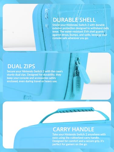 Image of Orzly Case Compatible with Nintendo Switch 2 - Protective Travel Carry Case with Screen Padding, Game Card & microSD Slots, Zipped & Open Pockets for Accessories - 7.9 inch Gift Boxed