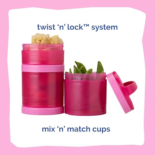 Image of Whiskware Stackable Snack Containers for Kids and Toddlers, 3 Stackable Snack Cups for School and Travel, Pink