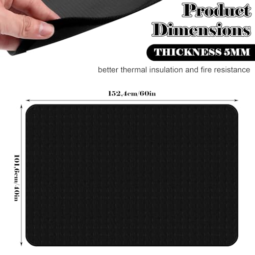Alfombra barbacoa exterior ignifuga protector suelo negro chimenea 3