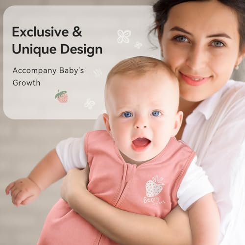 Image of Baby Sleep Sack 18-24 Months 0.5 Tog Wearable Blanket Baby, 3 Pack 100% Cotton Lightweight Sleeping Sack with 2-Way Zipper for Infant Toddler Strawberry