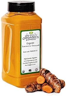 HQOExpress | Organic Turmeric Powder w/natural Curcumin | USDA Certified & Lab Tested | 21 oz. Chef Jar