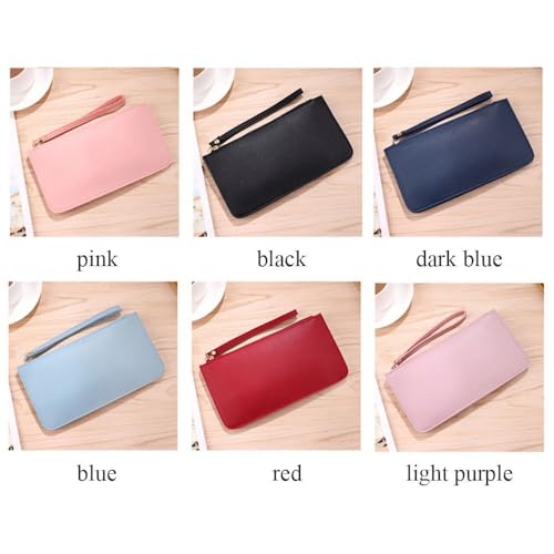 Card Holder Large Capacity Simple Solid Color Long Wallets PU Coin Purse Women (black)3