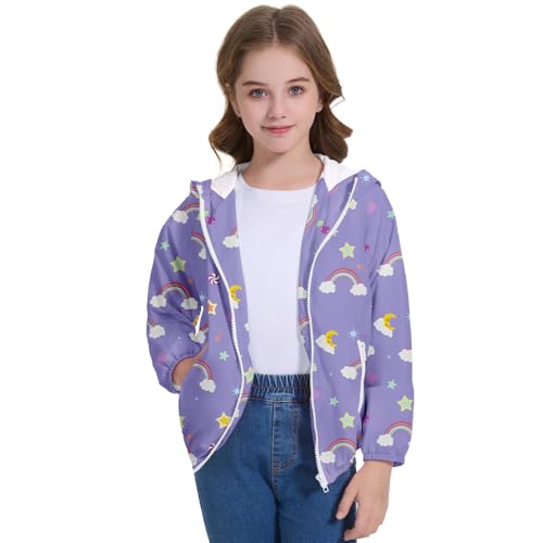 Image of American Trends Lightweight Waterproof Girls Rain Jacket-Windbreaker Jacket Raincoat for Girls Kids Rain Coat