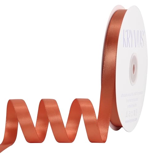 Kryvus Copper Satin Ribbon, Double Faced 1/2 Inch X 50 Yards Copper Ribbon, Premium Satin Ribbon for Gift Wrapping, Crafts, Hair Bow Making, Sewing, Flower Bouquet, Wedding Party Decor