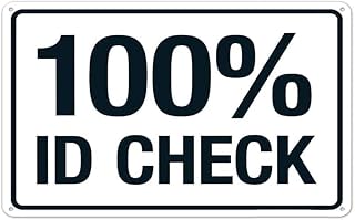 100% ID Check Facility Metal Tin Sign 8x12 Inch ID Check Guide for Home Business Facility Indoor Outdoor Facility Decor Public Area ID Sign Residence Garden Shop Cafe Garage Shops Restaurants