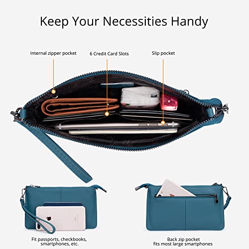 Image of Bveyzi Genuine Leather Wristlet Purses for Women, Envelope Clutch Wallet Small Crossbody Bags for Dressy Evening