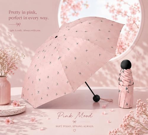 Image of Umbrella, Mini Folding Windproof & Compact UV Umbrella for Sun Protection Rain Windproof Strong Large 3 Fold for Women Handbags,3 Fold for Men Women, Stylish & Compact