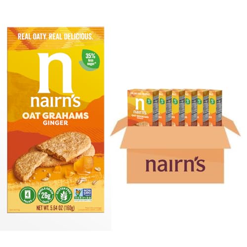Nairn's Gluten Free Stem Ginger Snack Grahams - Healthy, Tasty and Safe for Celiacs. Perfect On-the Go Snack. High Fiber, No Artificial Colors, Flavors, or Preservatives, 5.64oz, Pack of 6