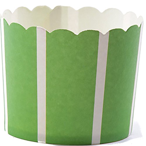 Simply Baked Large 5 Ounce Disposable Paper Baking, Party, Treat, Candy, Cupcake, Muffin and Snack Cups, 20-Pack, Green with White Stripe