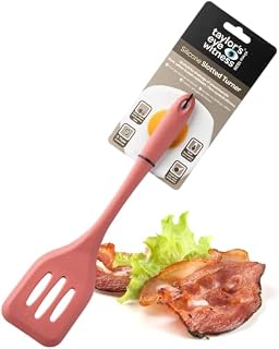 Taylors Eye Witness Large Silicone Rainbow Slotted Spatula - Dishwasher Safe. Perfect for Non-Stick Frying Pans. Slotted for Drainage. Odour, Stain & Heat Resistant (260°C/500°F). 5 Year Guarantee