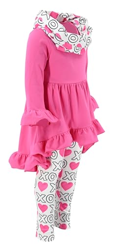 Image of Unique Baby Girls Kids Toddler 3pc Outfit Set Long Sleeve Cotton Blend Tunic Top Leggings and Scarf