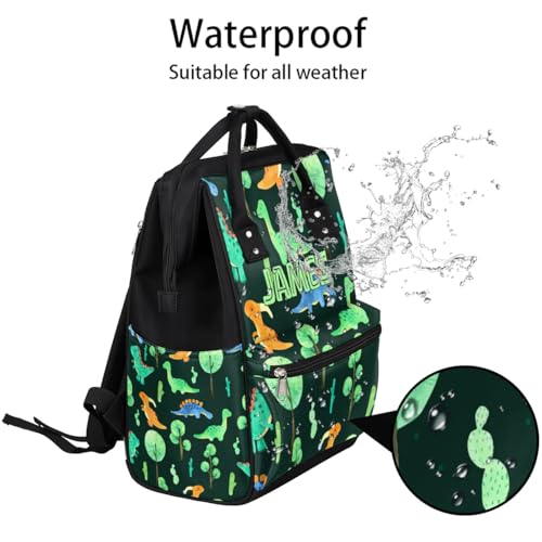 Image of Custom-Baby-Boy-Backpack Dinosaur Nappy-Bag Personalized Diaper-Backpack for New Dad Mom Gifts Stroller Rucksack for Baby-Boys Waterproof Baby Mommy Bag 11x7x15.7 New Baby Bag