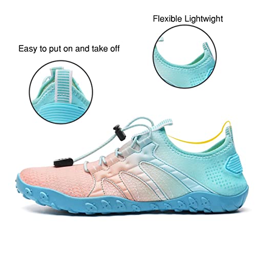 Water-Shoes-Mens-Womens Quick-Dry Barefoot-Swim Diving Shoes-Aqua-Socks For Sports Climbing Beach Surf (V018/Pink Blue-38) #TOP3