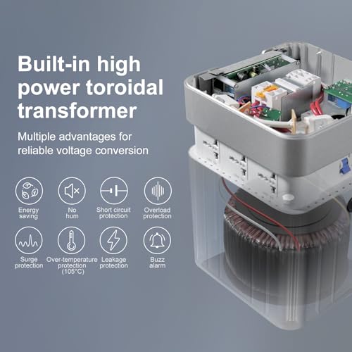 UMI 110v to 220v Converter Center, Heavy Duty Voltage Converter for Large Capacity Equipment, 5000W Step Up Transformer Europe to US for Home & Industrial Use - 6 OUTLETS4