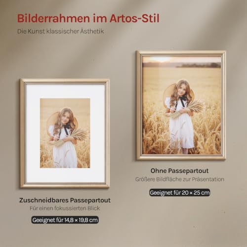 WOLTU Bilderrahmen 20x25, 5er set, Massivholz Fotorahmen mit Passepartout – Ansicht 3