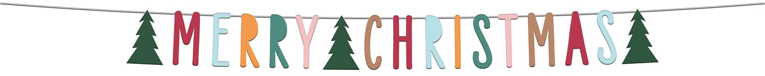 Folat 63775 Merry Letter Banner-Holly Jolly-1.5 Metres Colours Party Decorations Santa Snowman Christmas Tree, Multicolored