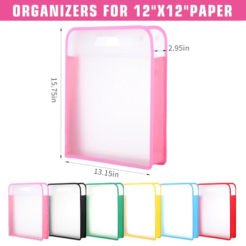 Image of 6 Pack Scrapbook Paper Storage, Clear Expanding Paper Folio with Handle, Portable 12 x 12 in Paper Storage Organizer for Holding Scrapbook, Vinyl Paper, Cardstock