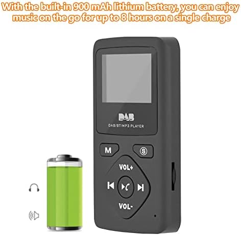 Richer-R MP3 Player,Portable DAB/DAB+ Pocket Digital Radio Receiver Bluetooth MP3 Player with 1.8-inch LCD Display Earphone Support Hands-free FM radio Function