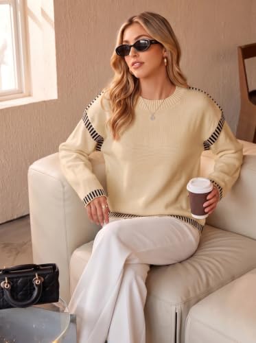 Image of Dokotoo Sweaters for Women Oversized Crewneck Long Sleeve Knit Sweater Tops