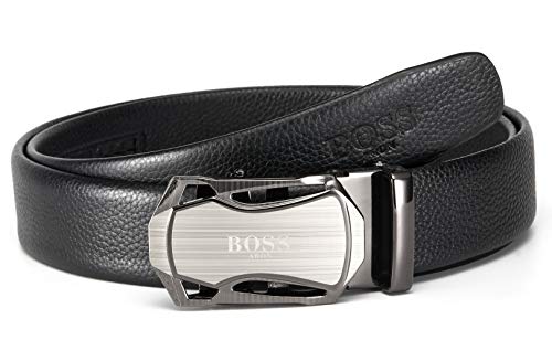 BOSSARON Ledergürtel Herren Leder Gürtel mit Automatik Schnalle Business Anzug 35mm Belt Schwarz - Image 3