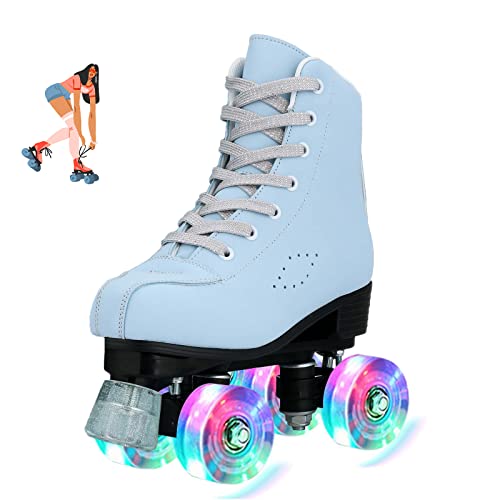 Jessie Pu Leather Roller Skates For Women, Roller Skates Adjustable Holographic Womens Roller Skates Speed Skates For Women Roller Skates For Adults For Girls Boys Indoor Outdoor (39) #TOP28
