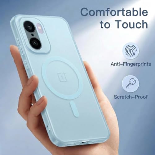 Image of DIZORO Matte Case for Oneplus 15R Compatible with MagSafe, Camera Lens Full Protection, Shockproof Translucent Frosted TPU Soft Phone Cover, Anti-Fingerprint (Sky)