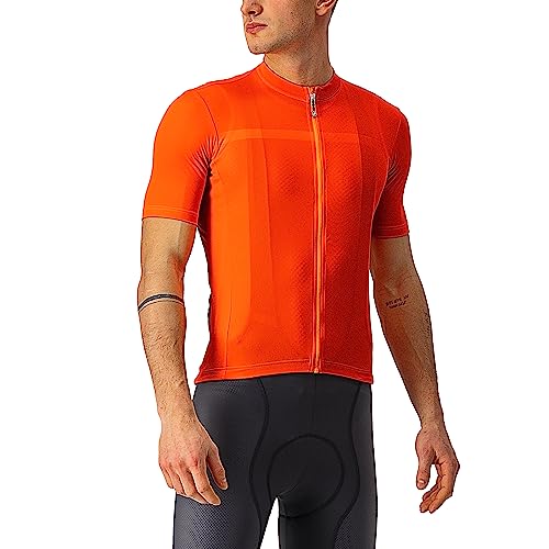 Castelli Men's Classifica Jersey, Zip Up Quarter Length Sleeve Jersey for Gravel Biking & Road Cycling - Brilliant Orange - X-Large