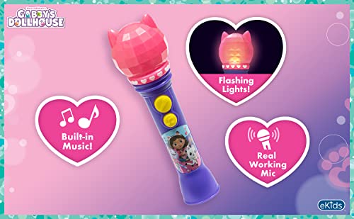 Image of Gabbys Dollhouse Toy Microphone for Kids with Built-in Music, Toddler Toys