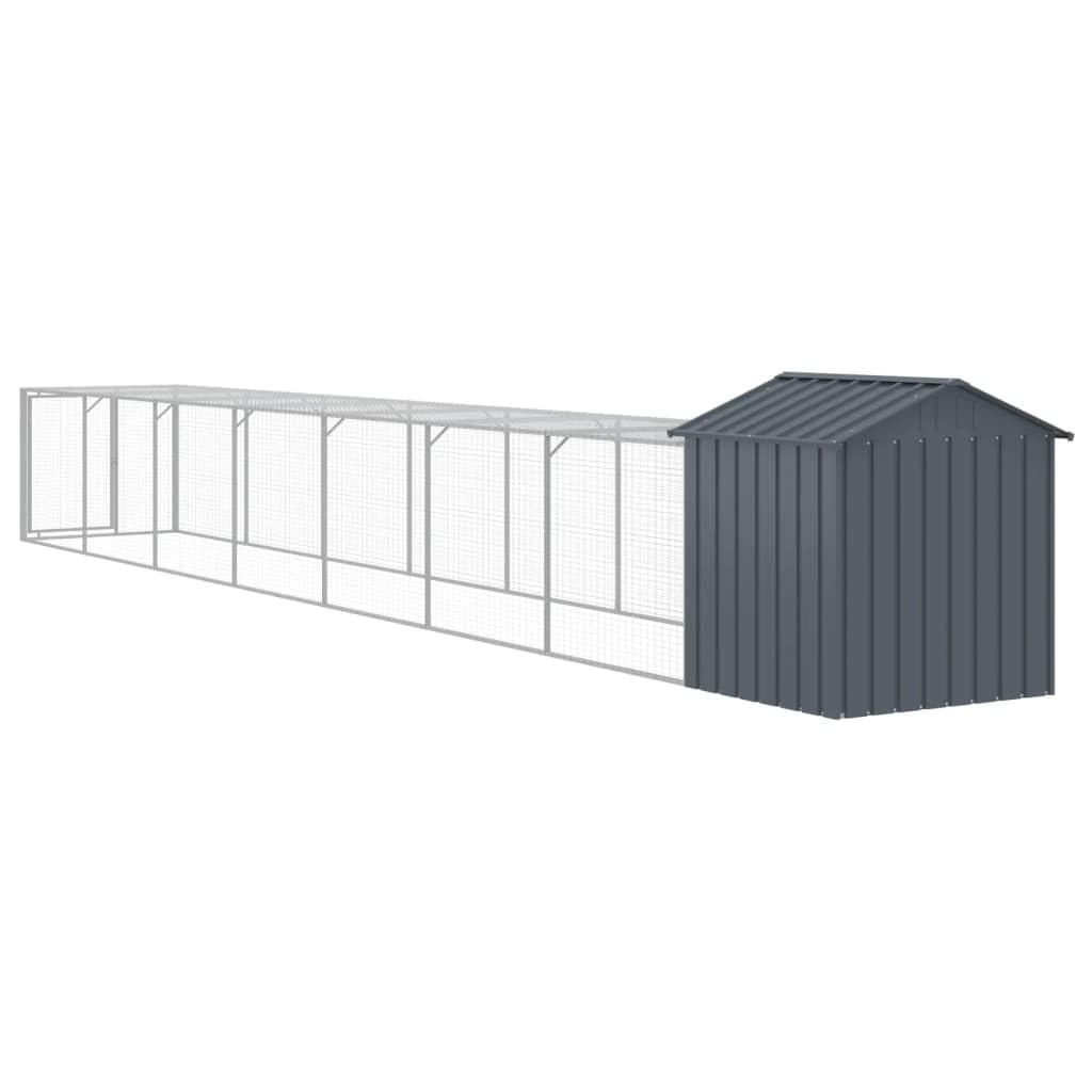 vidaXL Jaula Gallinas con Corral, Caseta de Pollos con Tejado, Recinto de Animales, Gallinero para Jardín Patio, Acero Galvanizado Gris