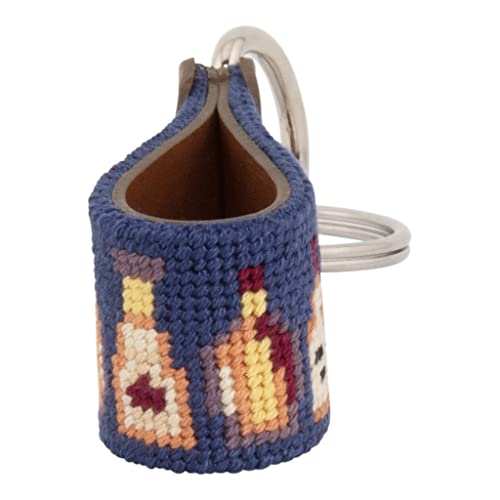 Image of Leather Hand-Stitched Needlepoint Key Fob or Key Chain