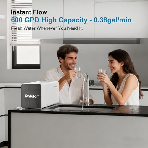 Image of Ontulor Reverse Osmosis System, 6-in-1 Tankless, NSF /ANSI 42 & 372 Certified, 600 GPD RO Filtration, No Electricity Needed, Protable Water Purifier, TDS Meter Included(6-in-1 Reverse Osmosis System)