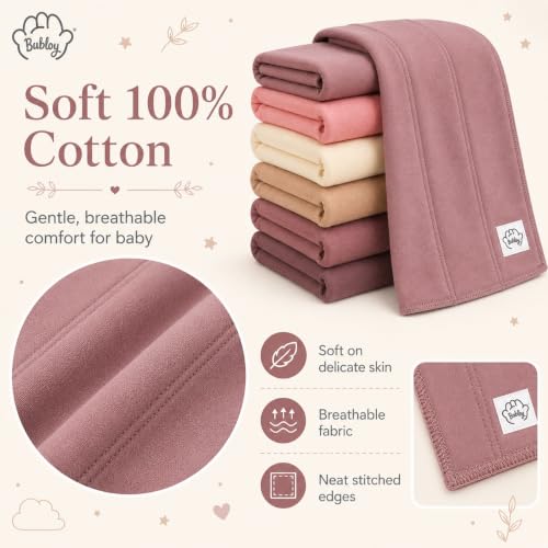 Image of Baby Burp Cloths for Boys and Girls - 6 Pack Large 100% Cotton - Double Layered Extra Absorbent Burp Rags, Maroon