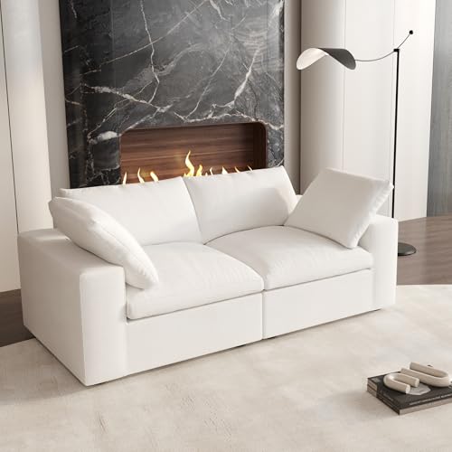 Cloud Modular Sectional Sofa Couch,80.3" Convertible Couches Loveseat for Living Room,Minimalist Deep Sofa Couches,Sofa Covers Washable&Replaceable,White