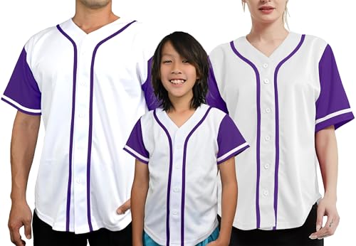 DIGITMON Family Matching Jerseys Baseball Outfits Sports Matching Sets Made in USA, Women, WHITEPURPLE, Medium