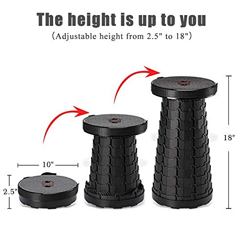 Retractable Folding Stool for Camping Travel Small Portable Lightweight Collapsable Foldable Seat Chair for Fishing BBQ Outdoors Indoors Kitchen Max Load 260lbs