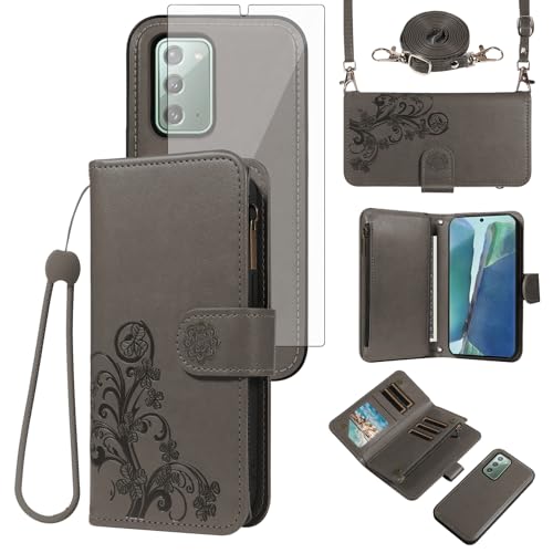 Coque Samsung Note 20 5G Asuwish avec portefeuille amovible et protection écran