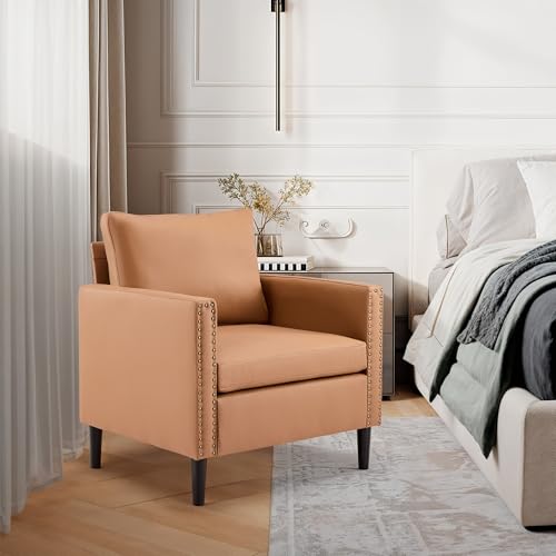 Sillón moderno piel sintética color marrón miniatura 5